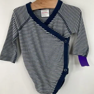 Bowed Popular Size 3-6m (60): Hanna Andersson Blue/White Striped Long Sleeve Onesie