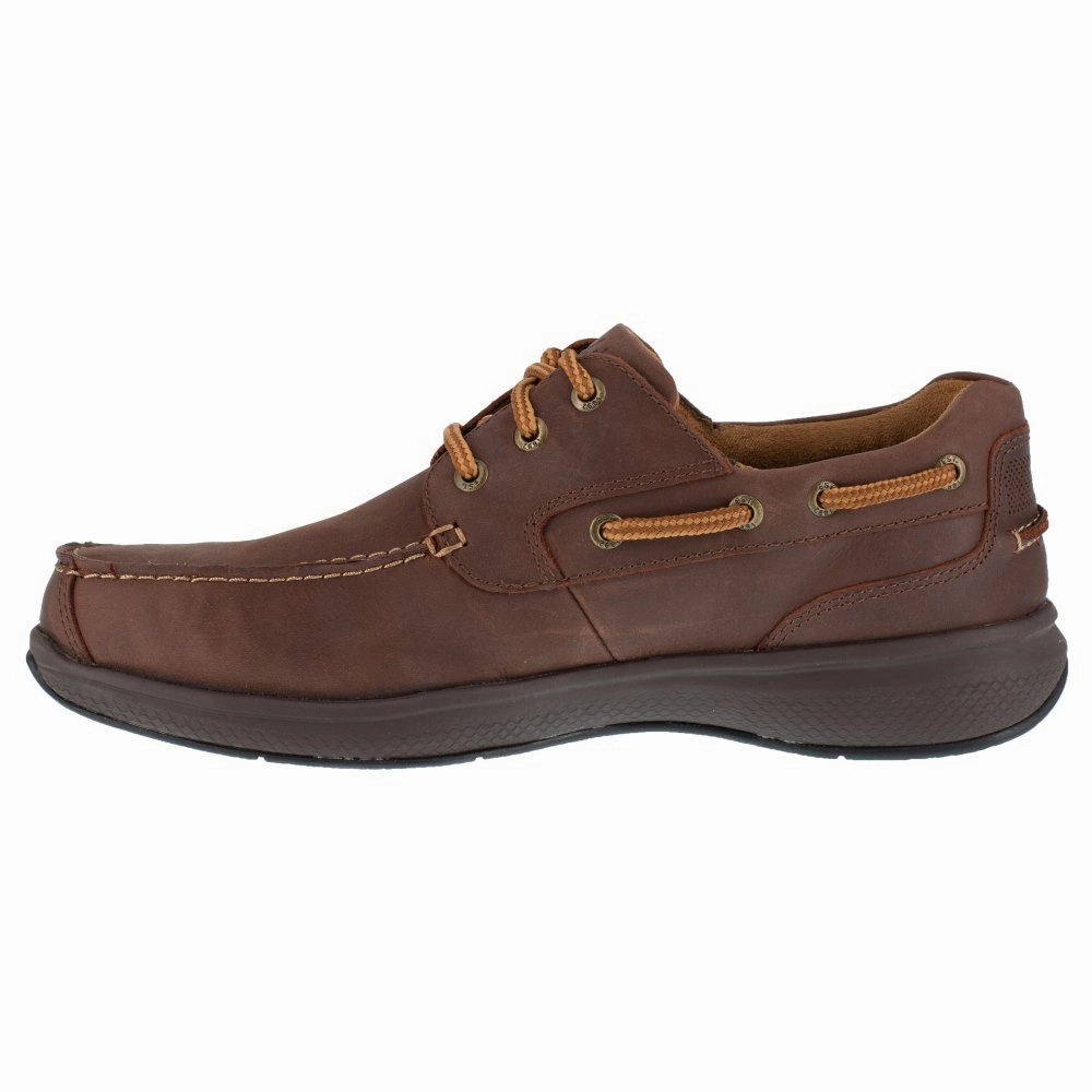 Weatherproof Coverage Heavy Duty Protection Florsheim Men's Three Eye Tie Work Boat Shoe Steel Toe Bayside Fs2326 In Brown