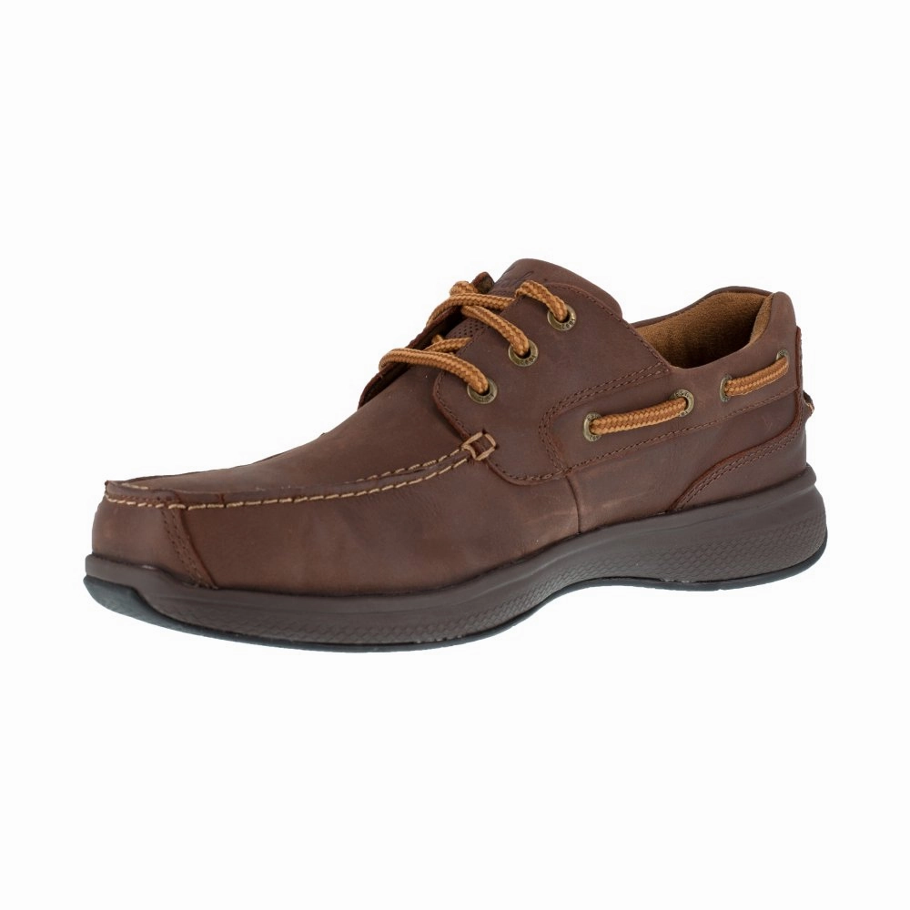 Florsheim Men's Three Eye Tie Work Boat Shoe Steel Toe Bayside Fs2326 In Brown Long-Lasting Comfort