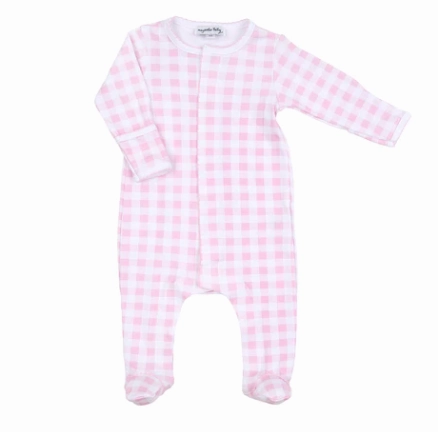 Hot Core Baby Checks Spring 24 Girl Footie Pink