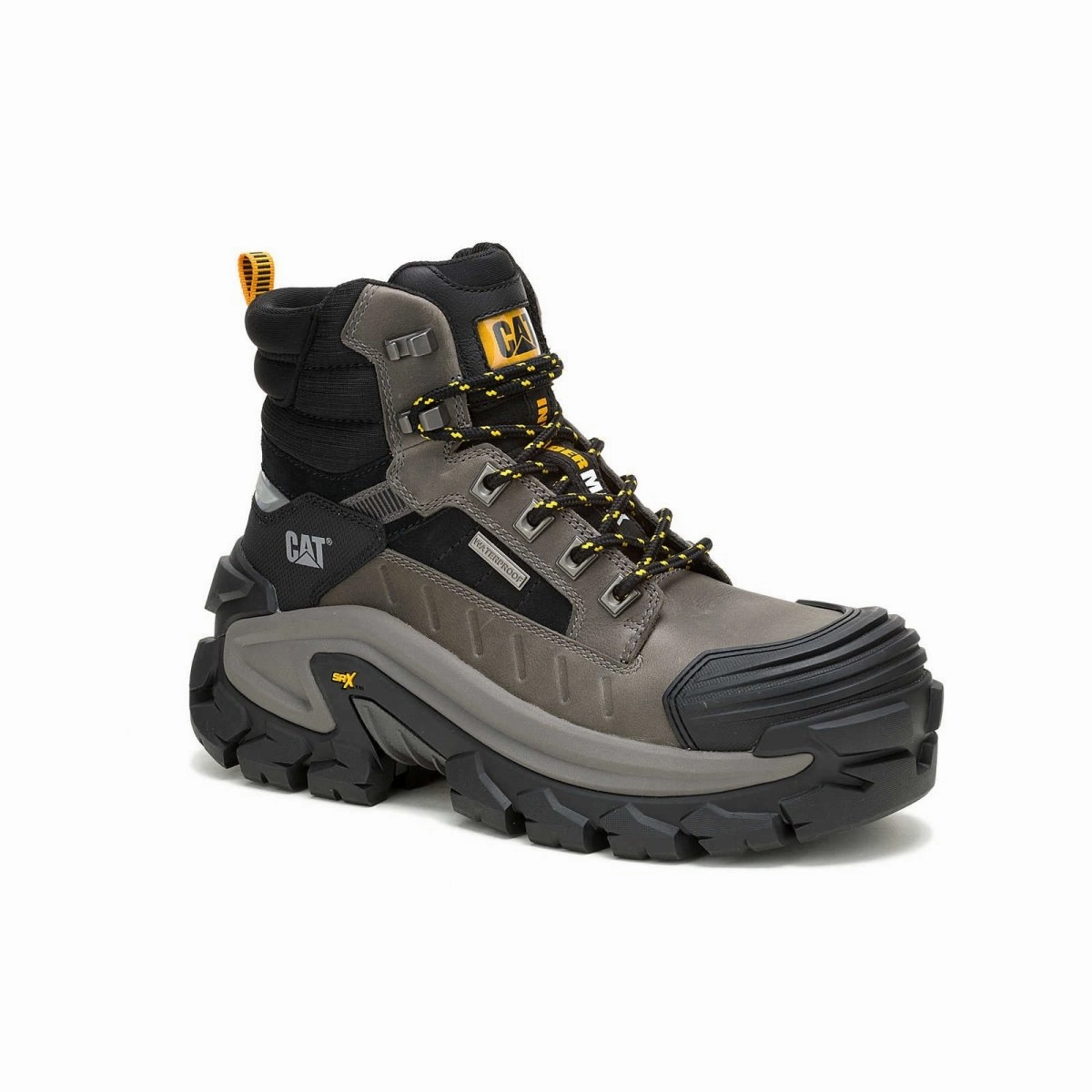 Caterpillar Invader Men's Waterproof Composite Toe Work Boot (P91730) In Gargoyle Mixed Textures