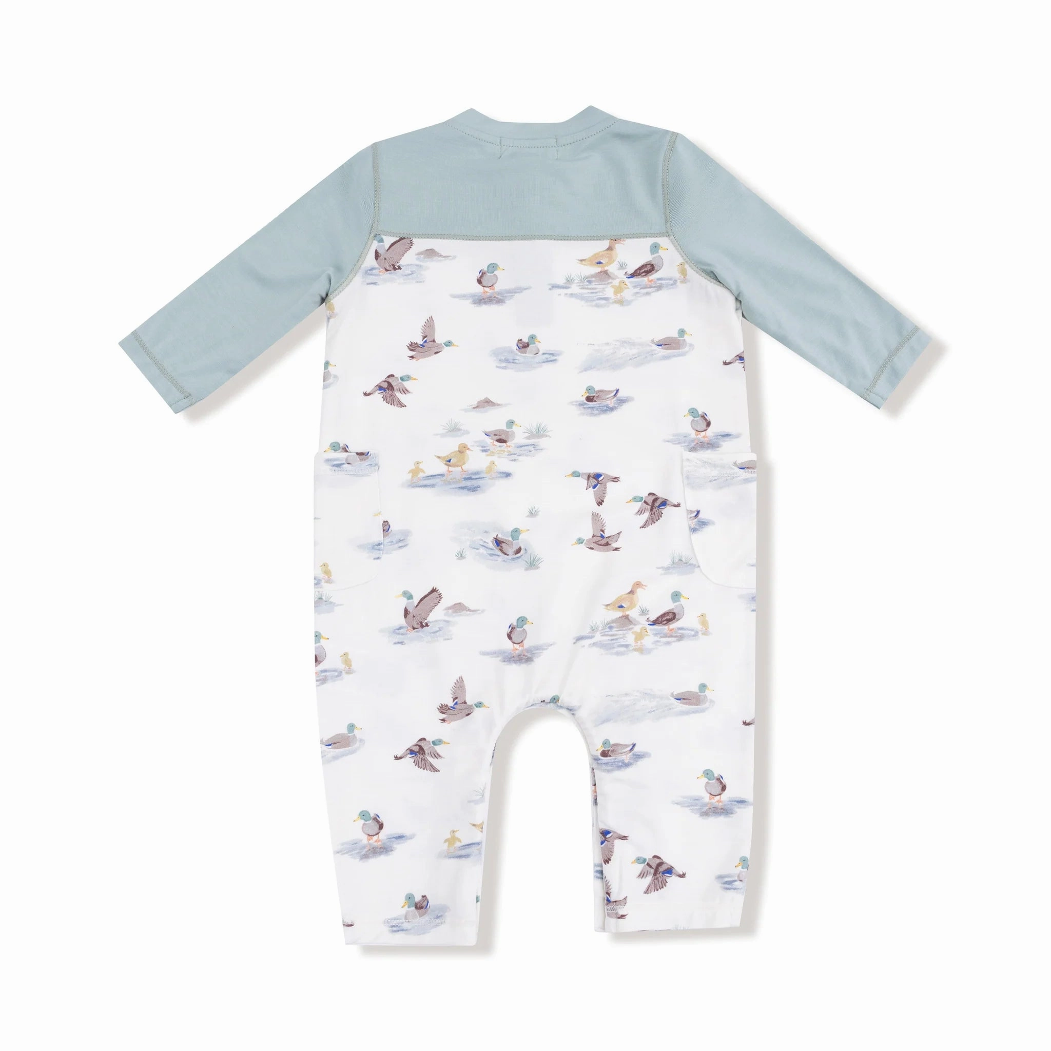 Organic Ease Migrating Mallards Romper w/ Contrast Sleeves