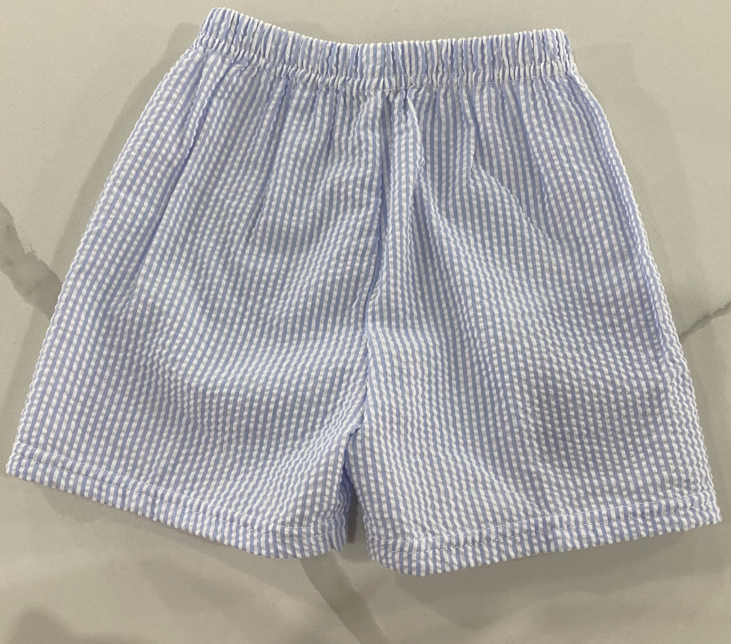 Boy's Seersucker Lined Shorts | Baby Blue Calm Tone