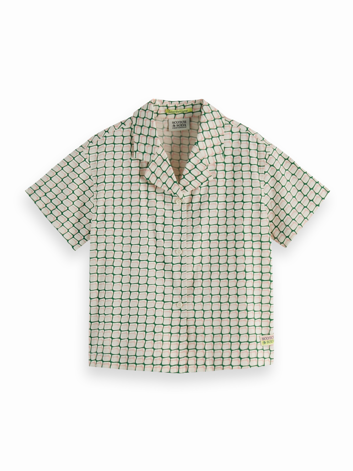 Printed Short-Sleeved Viscose Button-Up Shirt City Casual