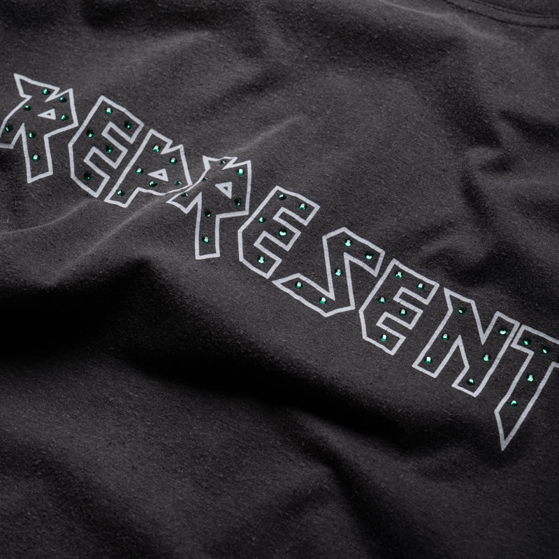 Iron Maiden x Represent Infinite Dreams Tee - Aged Black Halo Glow Denim Cool