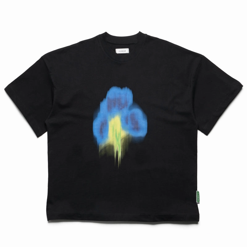 Flaneur Blurred Flower Tee - Black Ultraviolet Protection SheerLayeredPanels
