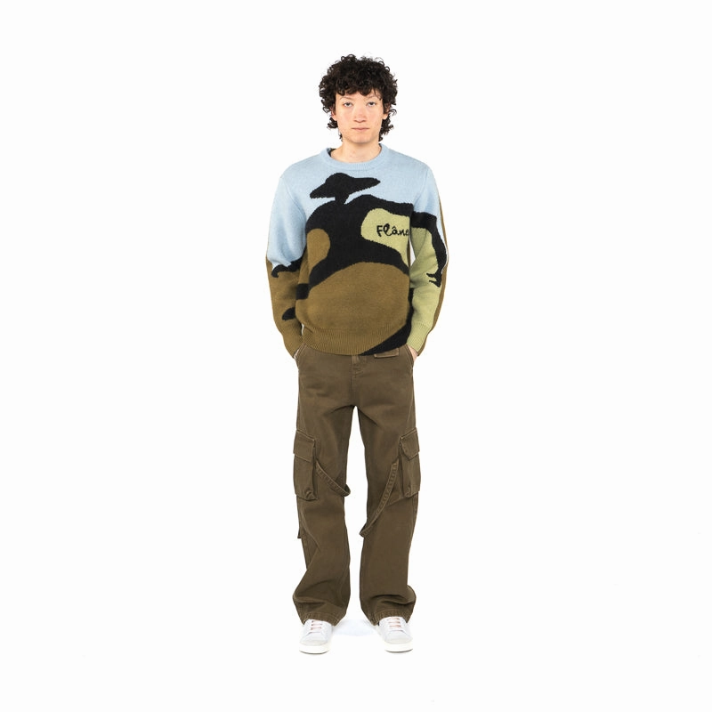 Flaneur Knitted Swirl Sweater - Khaki Cozy Pajama Set