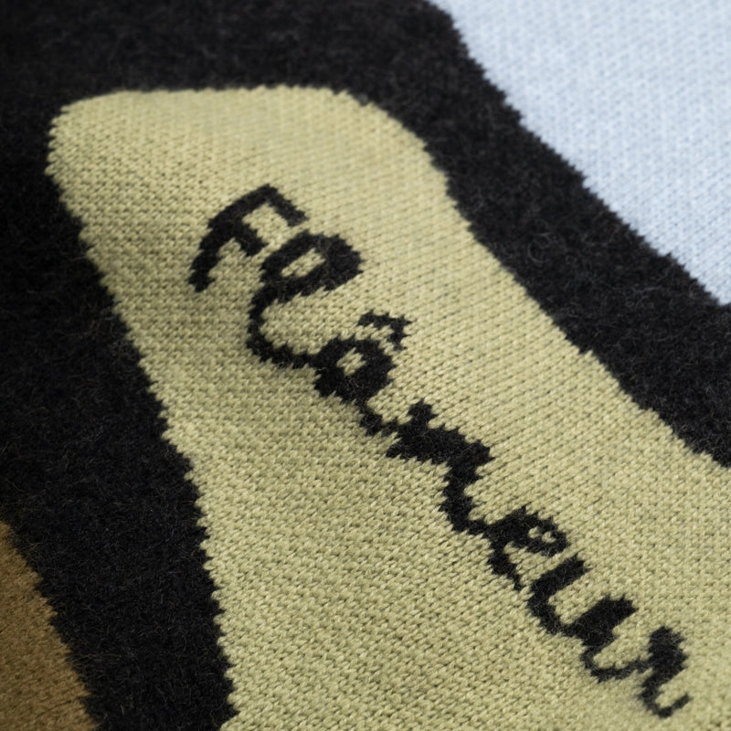 Flaneur Knitted Swirl Sweater - Khaki Reinforced Hem