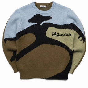 Flaneur Knitted Swirl Sweater - Khaki CompressionEnhanced
