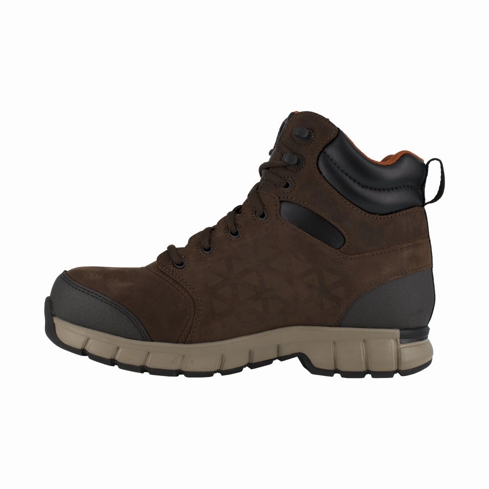Reebok Sublite Cushion 6" Athletic Work Boot Men's Composite Toe Rb4606 In Brown ventilation channels