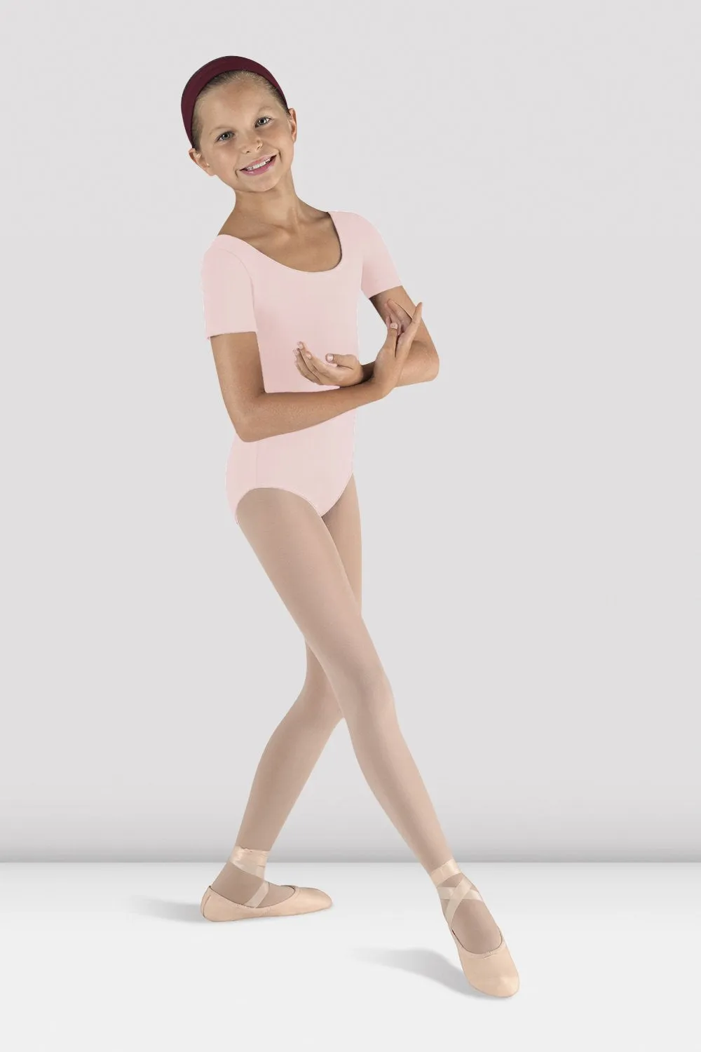 Girls Short Sleeve Round Neck Leotard Silk Pockets included