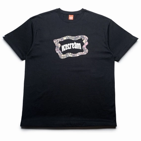 Flexible Waistband SnagFree Fabric Ice Cream Flag Tee - Black