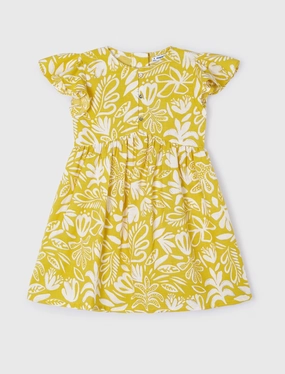 Baby Soft Mustard Tropical Print Dress