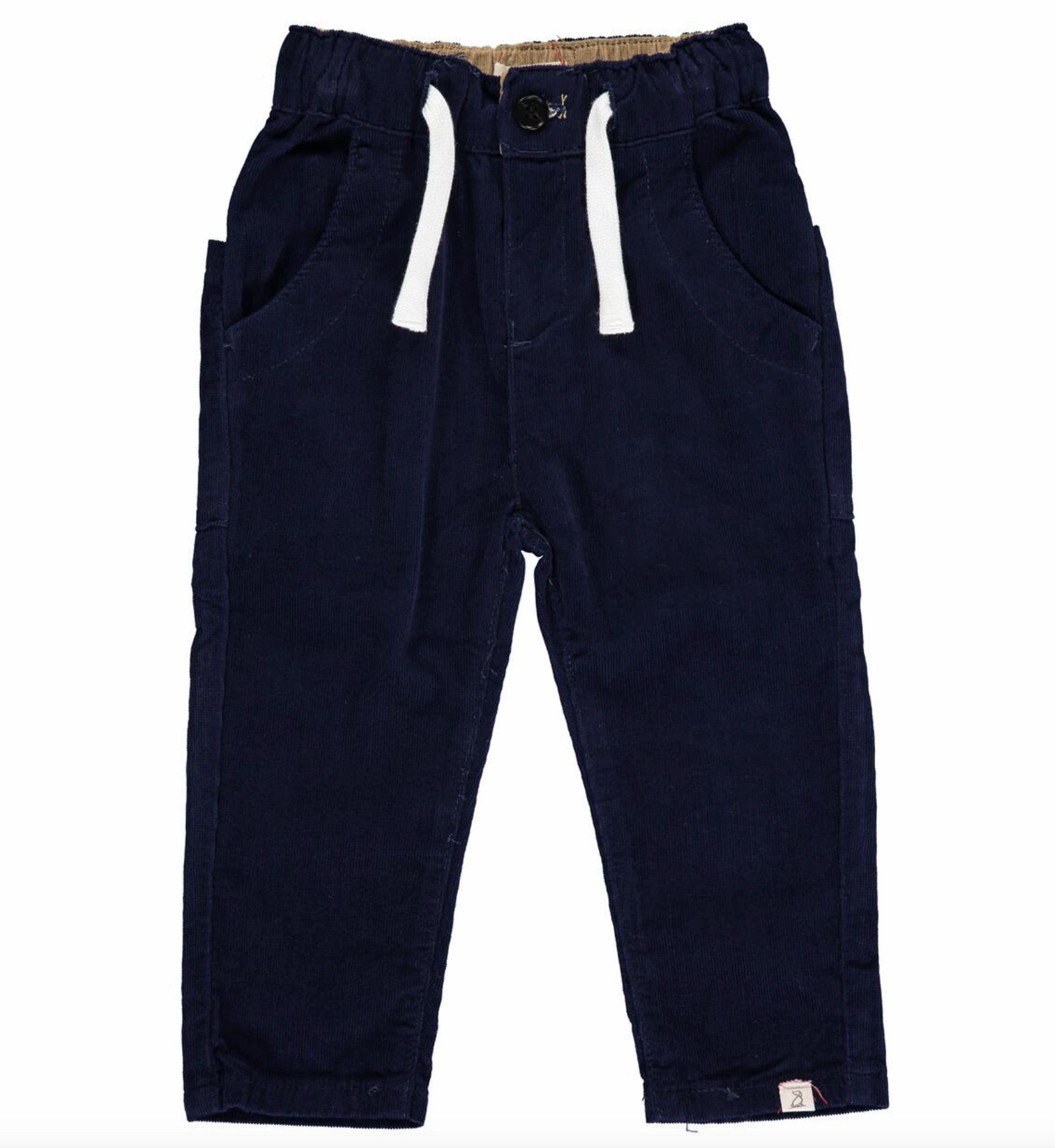 Navy Tally Cord Pants Flexible Joints Smooth Yarn