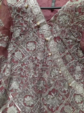 Breathable Comfort Wear Classic Layer NEW stitched Light purple dress with silver embroidery