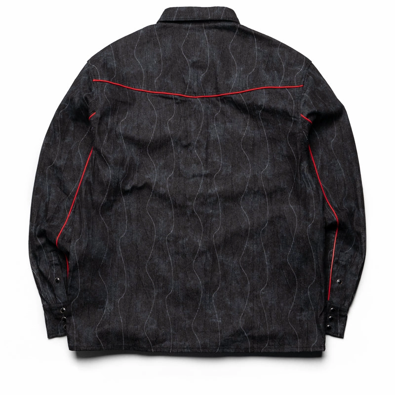 Pleasures Acid Cowboy Denim Shirt - Black Dad Core Planet Glow