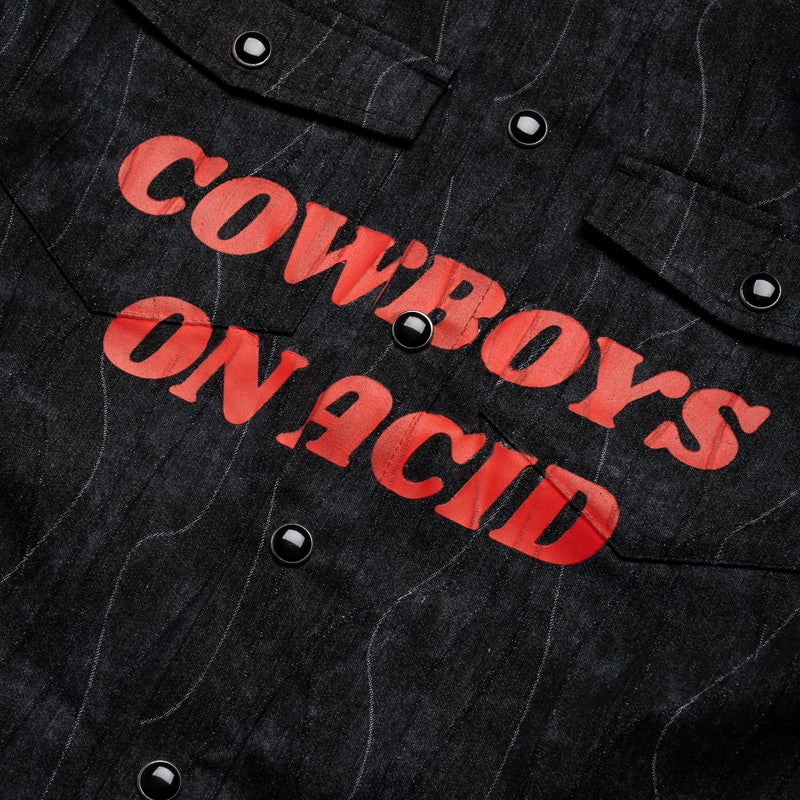 Business Outfit Fantasy Glow Pleasures Acid Cowboy Denim Shirt - Black