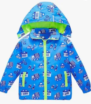 Thermal Insulated Size 4 (100): HZXVic Blue Vehicles Print Zip-Up Windbreaker-NEW