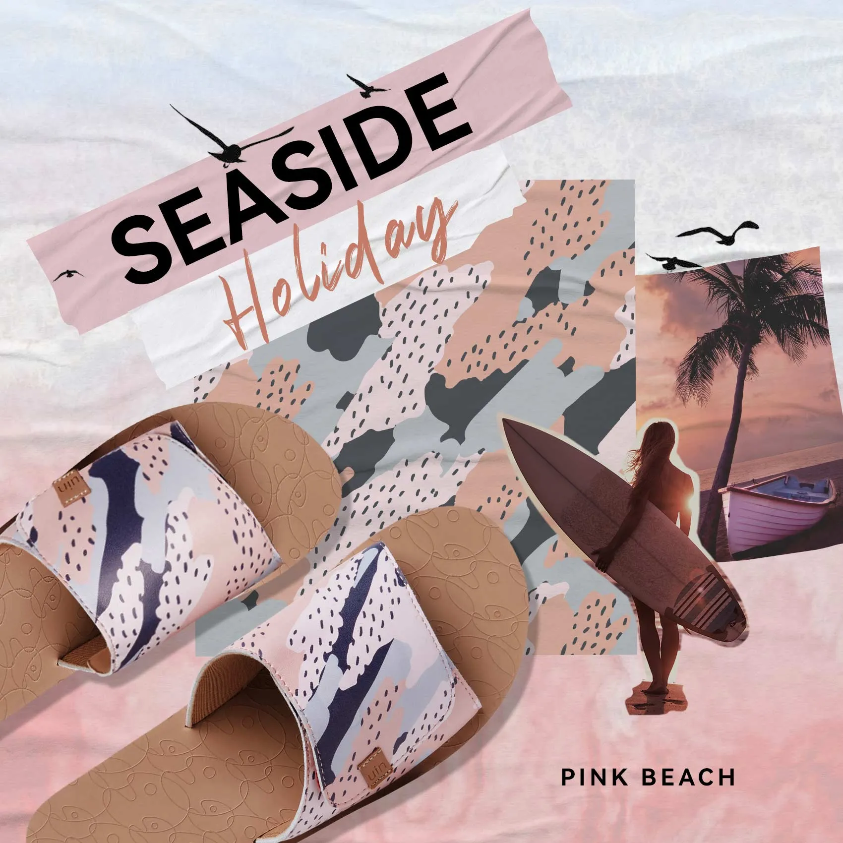 Pink Beach Blanes III Women Canvas