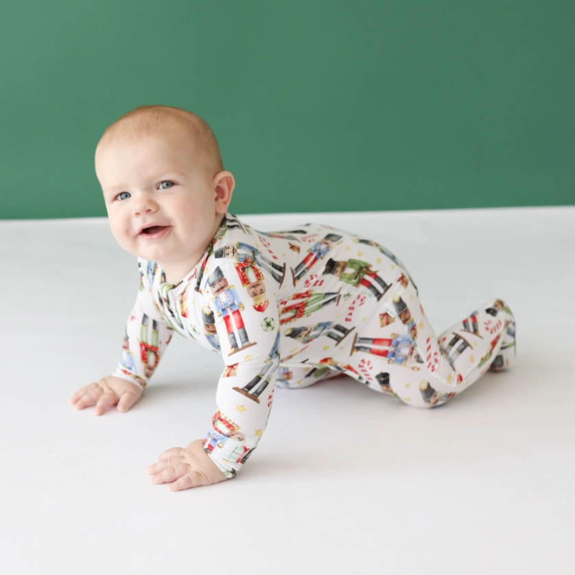 Sustain Glow Nutcracker Footie Zippered One Piece