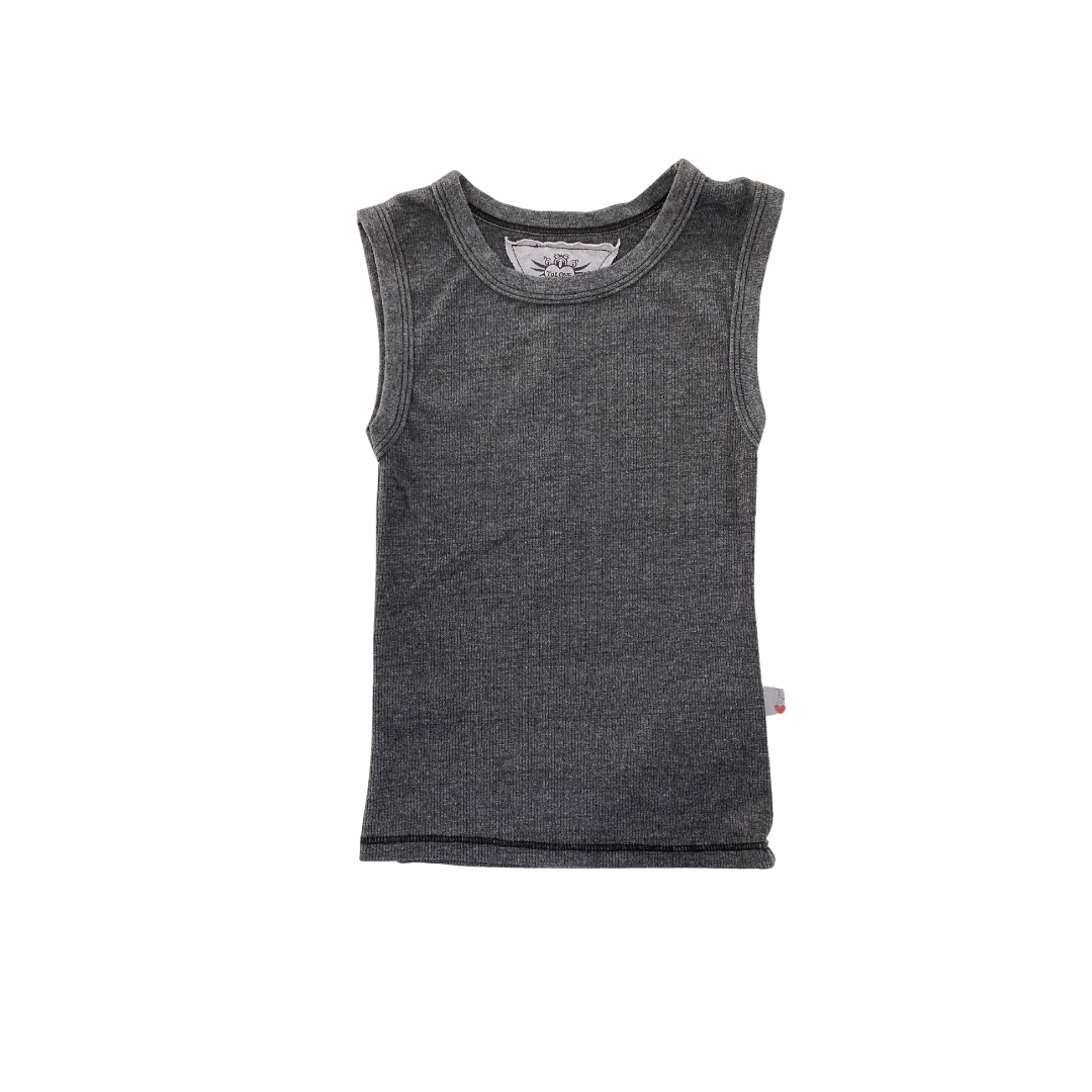 World Tone Ribbed Tank Top- Grey/Black