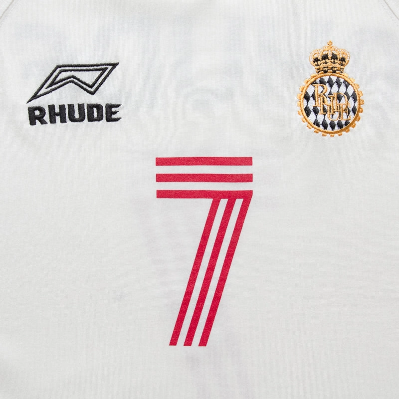 Rhude Lundun Soccer Jersey - White/Black ZeroChafeSeams LowMaintenance Material