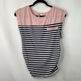 Size L: Kom's The Word Pink/Blue/White Striped T-Shirt bump friendly