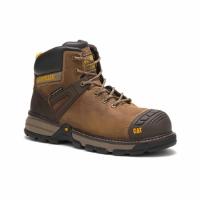 Caterpillar  Excavator (p91218) Superlite Waterproof Carbon Composite Toe Men's Work Boot In Dark Beige High Traction Rainy Days