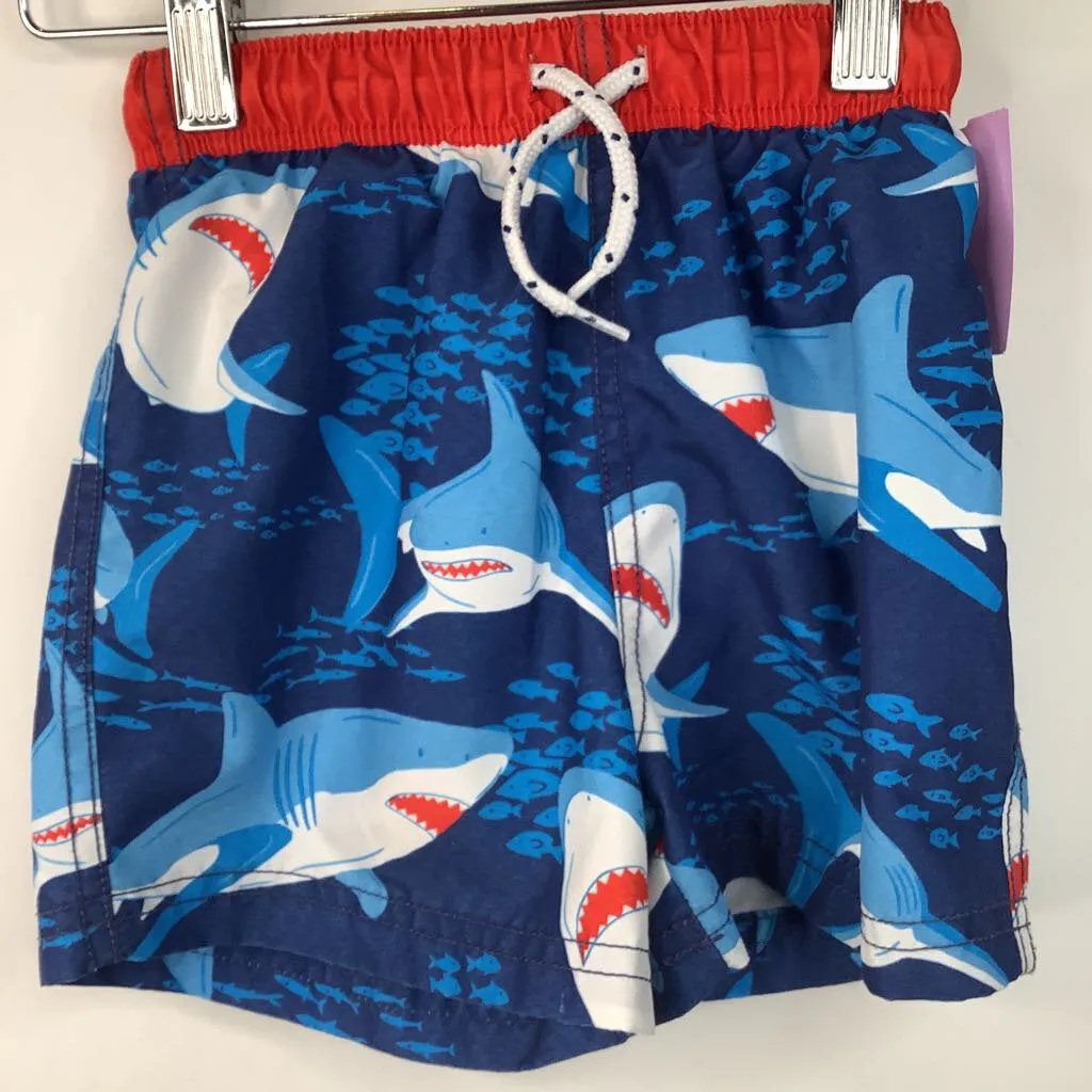 Latest Size 2-3: Boden Blue Shark Print Swim Trunks