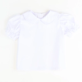 Opaque Core Girls White Knit Peter Pan Blouse - S/S