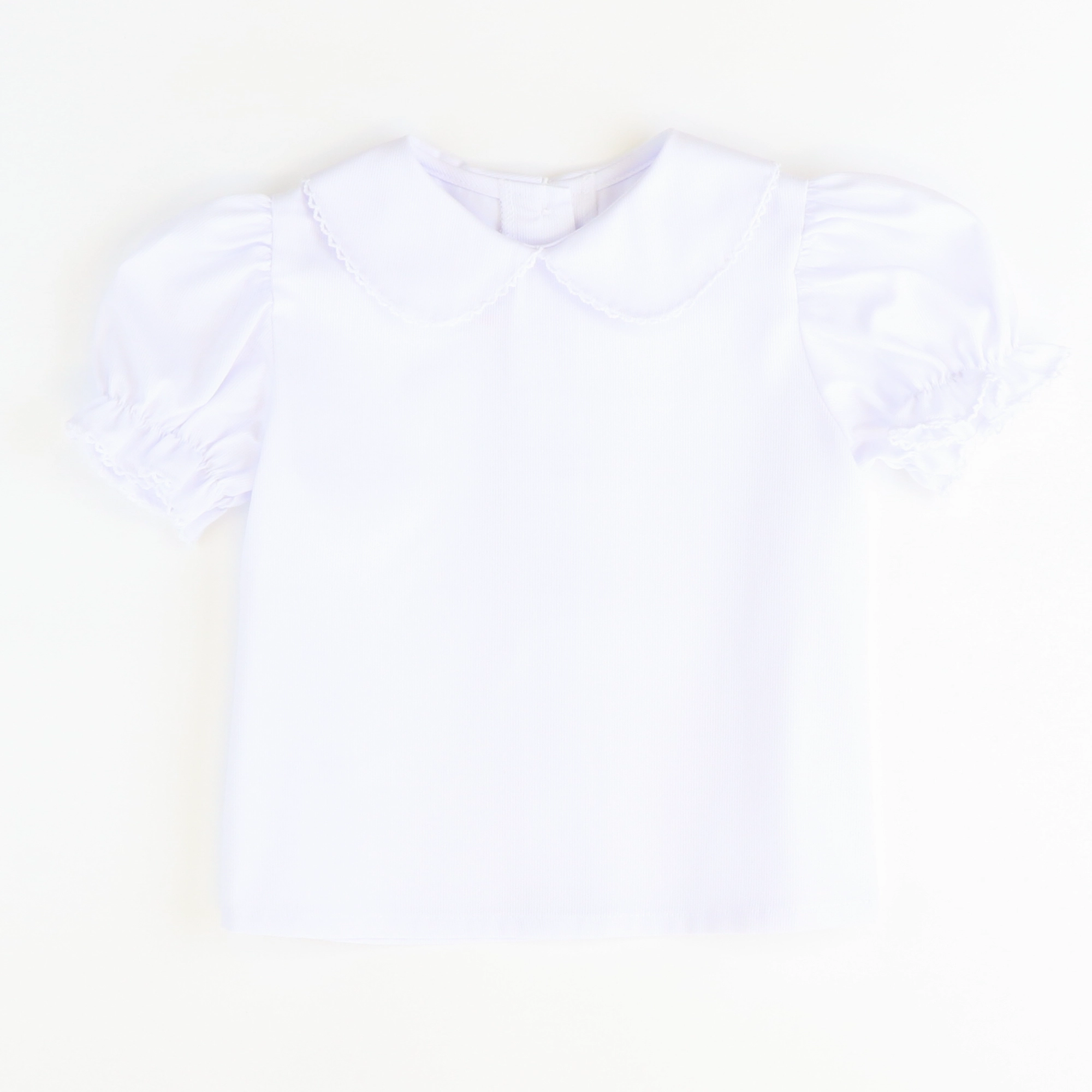 TaglessDesign Modern Fashion Girls White Knit Peter Pan Blouse - S/S