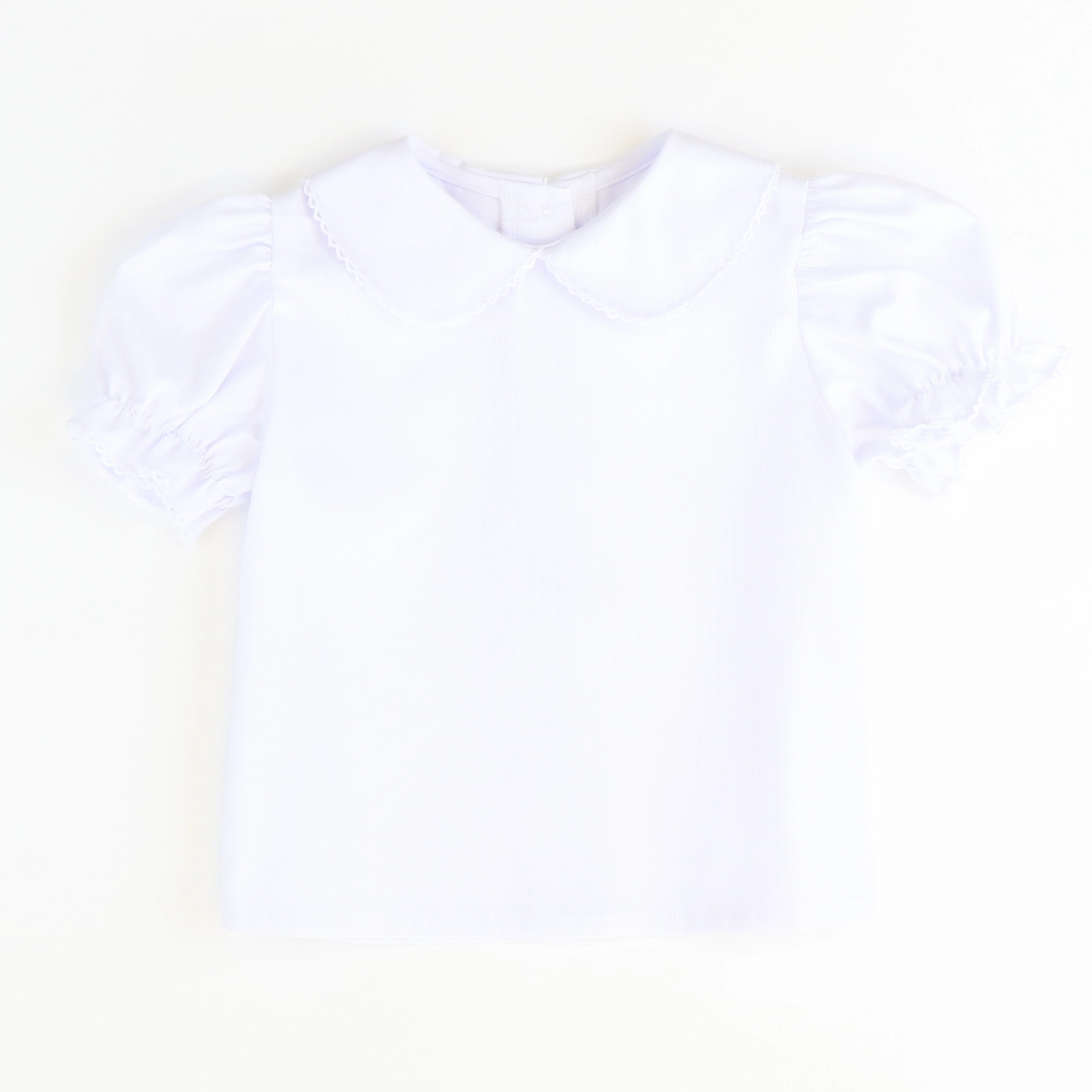 Girls White Knit Peter Pan Blouse - S/S AllSeasonWear Clear Mind