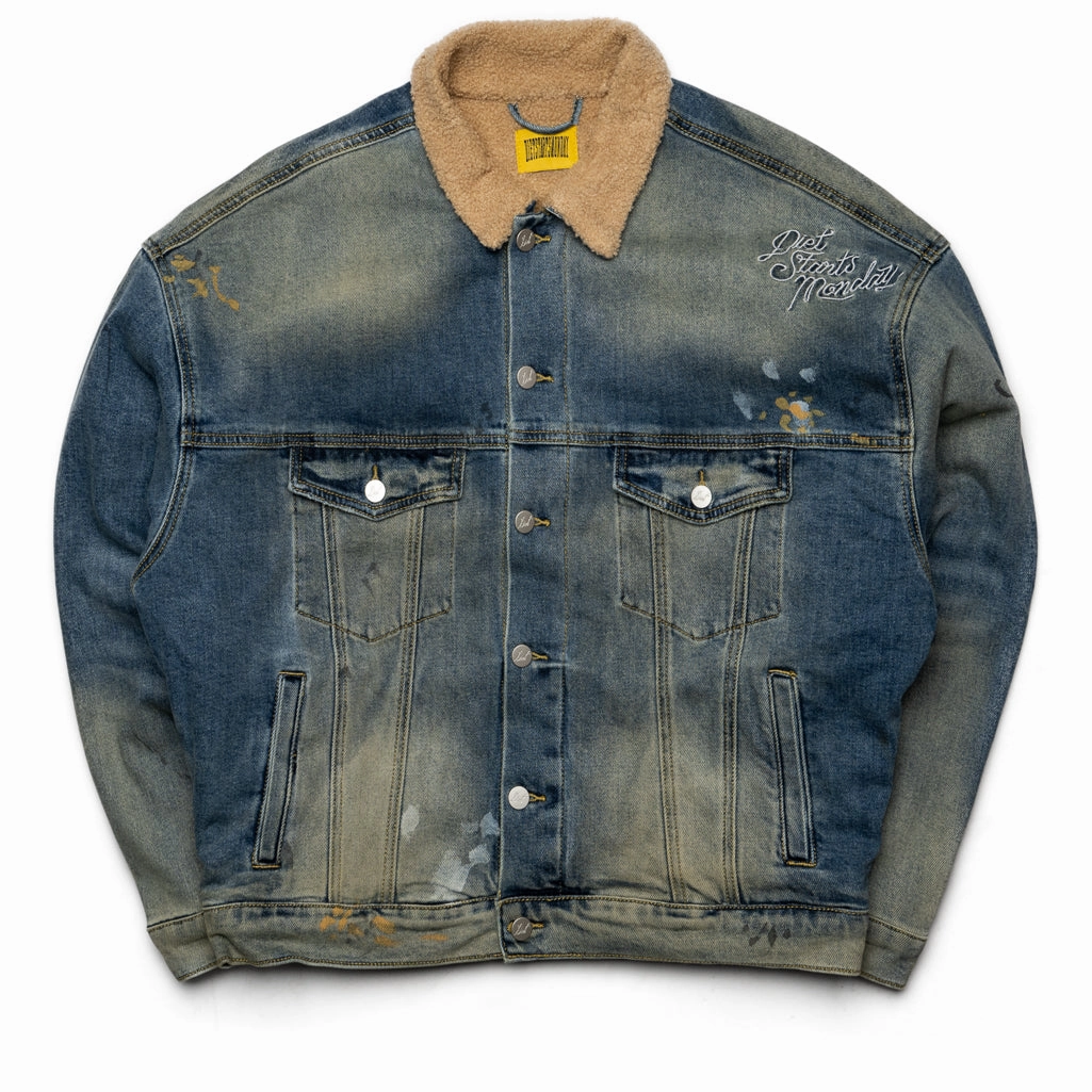 Business Outfit Comfy Fashion Diet Starts Monday Denim Sherpa Trucker Jacket - Indigo