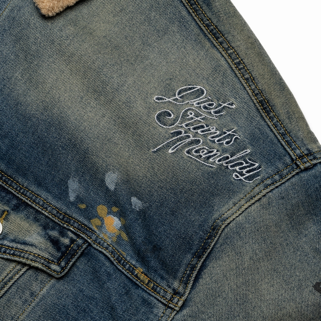 Luxury Core Diet Starts Monday Denim Sherpa Trucker Jacket - Indigo