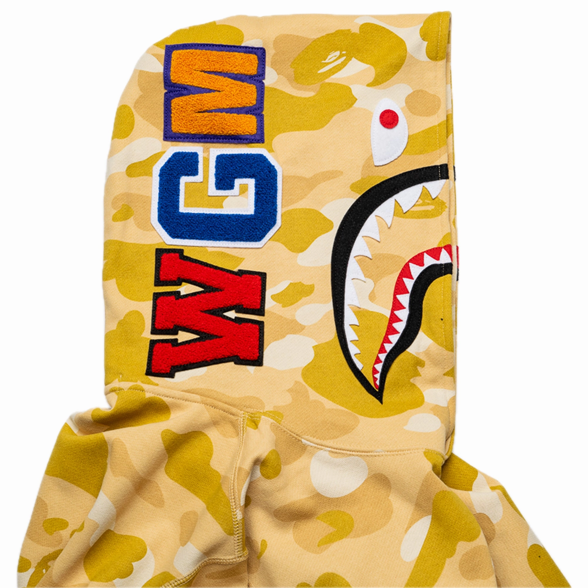 A Bathing Ape Color Camo Shark Pullover Hoodie - Yellow Classic Mode Stretchable Material