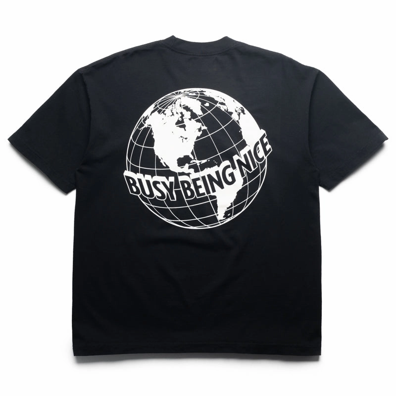 Politics Busy Being Nice Worldwide Tee - Black Cozy Dress Transitional Clothing