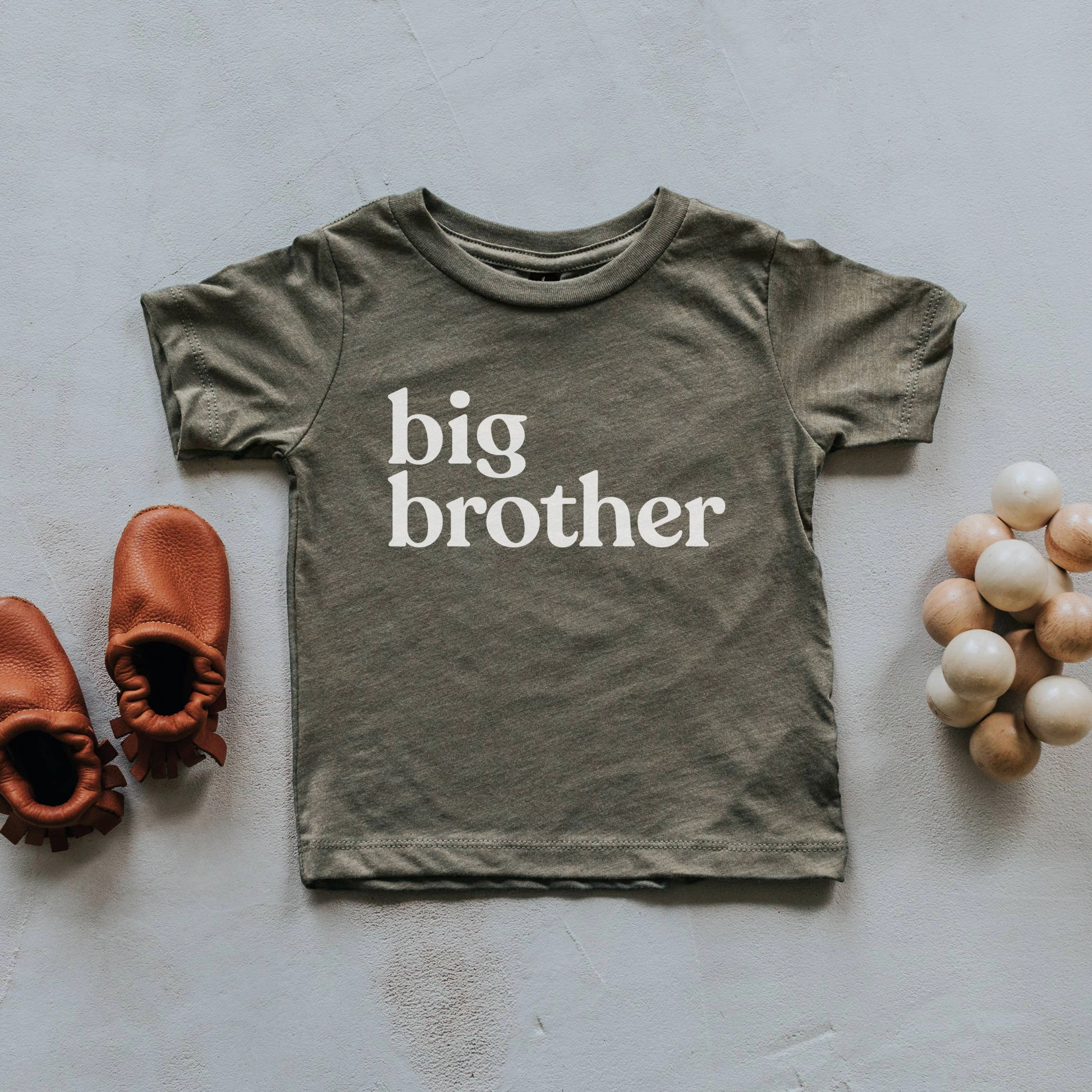Olive Big Brother Kids Tee outdoor mode