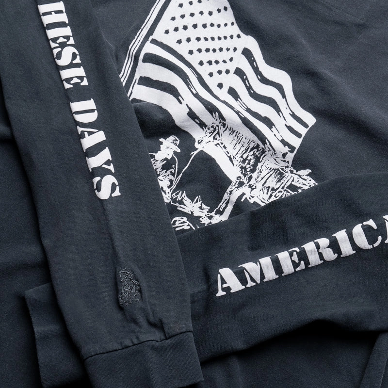 Open Glow One Of These Days American Flag L/S Tee - Washed Black
