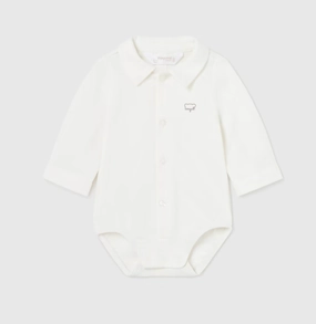 One-Piece Button Up Bodysuit - White Universal Clasp Mechanism