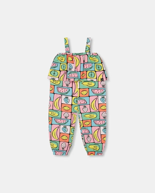 Organic Cotton Jersey Jumpsuit Printed Fruits Square Rugged shoes
