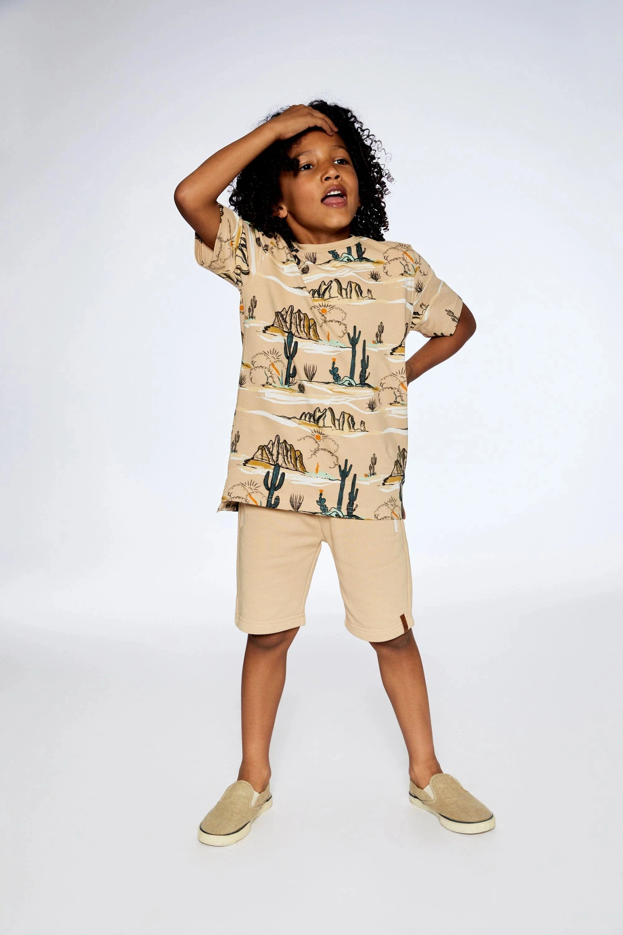 Zero Core Relaxed Jeans Organic Jersey Tshirt - Beige Desert