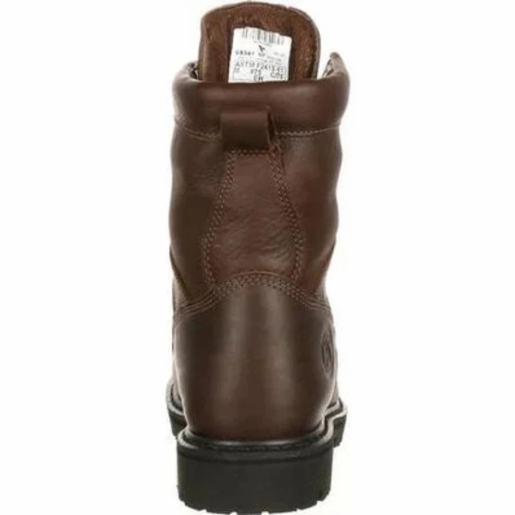 Georgia Boot Low Heel Logger Men's Steel Toe Waterproof Work Boots G8341 In Brown Anti Slip