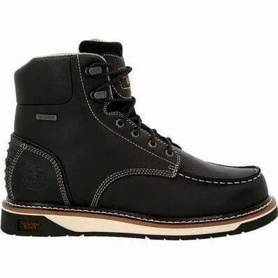 Rugged Style Comfortable Movement Georgia Boot Amp Lt Wedge Men's Moc-toe Work Boots Gb00475 In Black