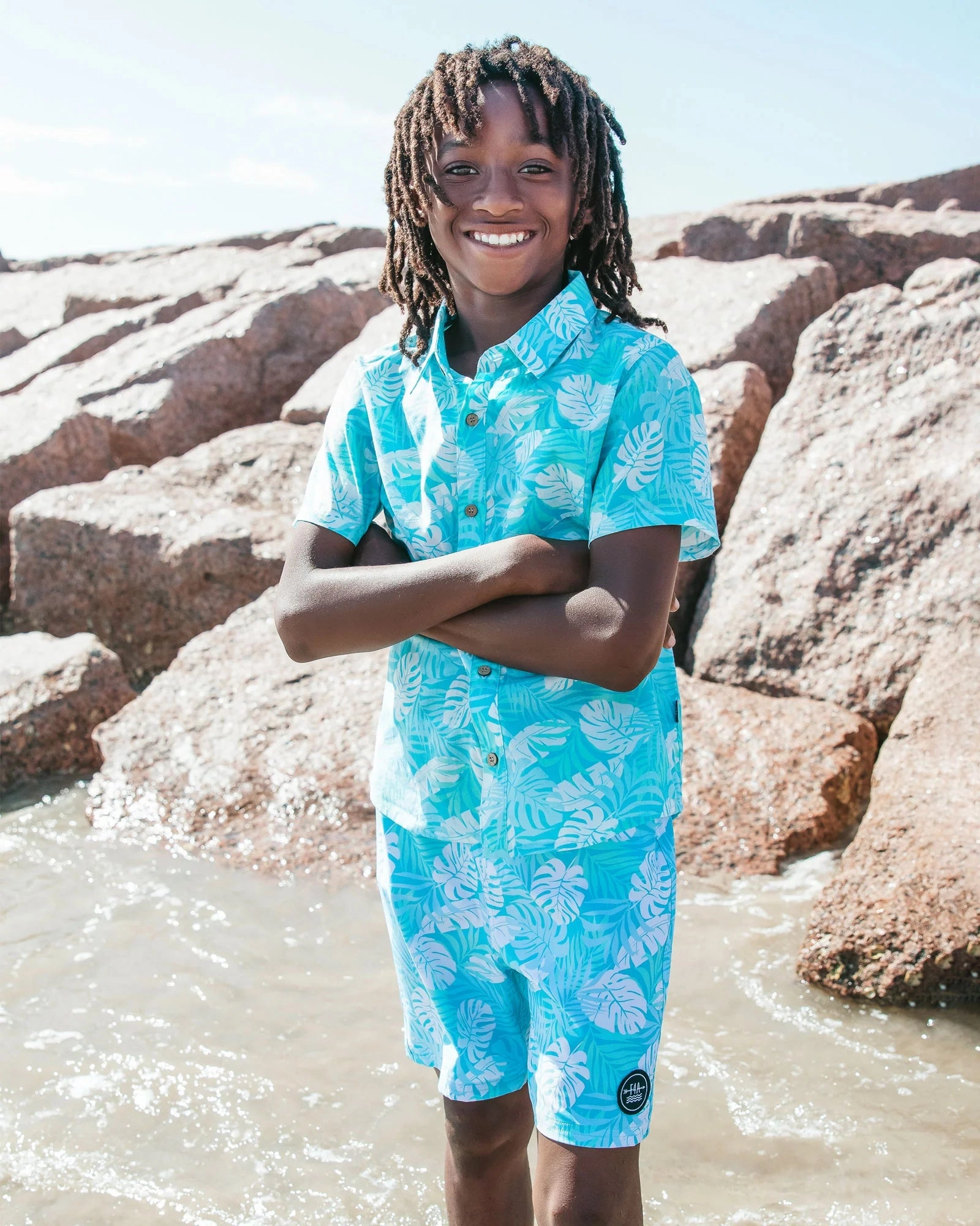 Paradise Palm Board Short - Blue Grotto QuickRelease Closures Polish Core