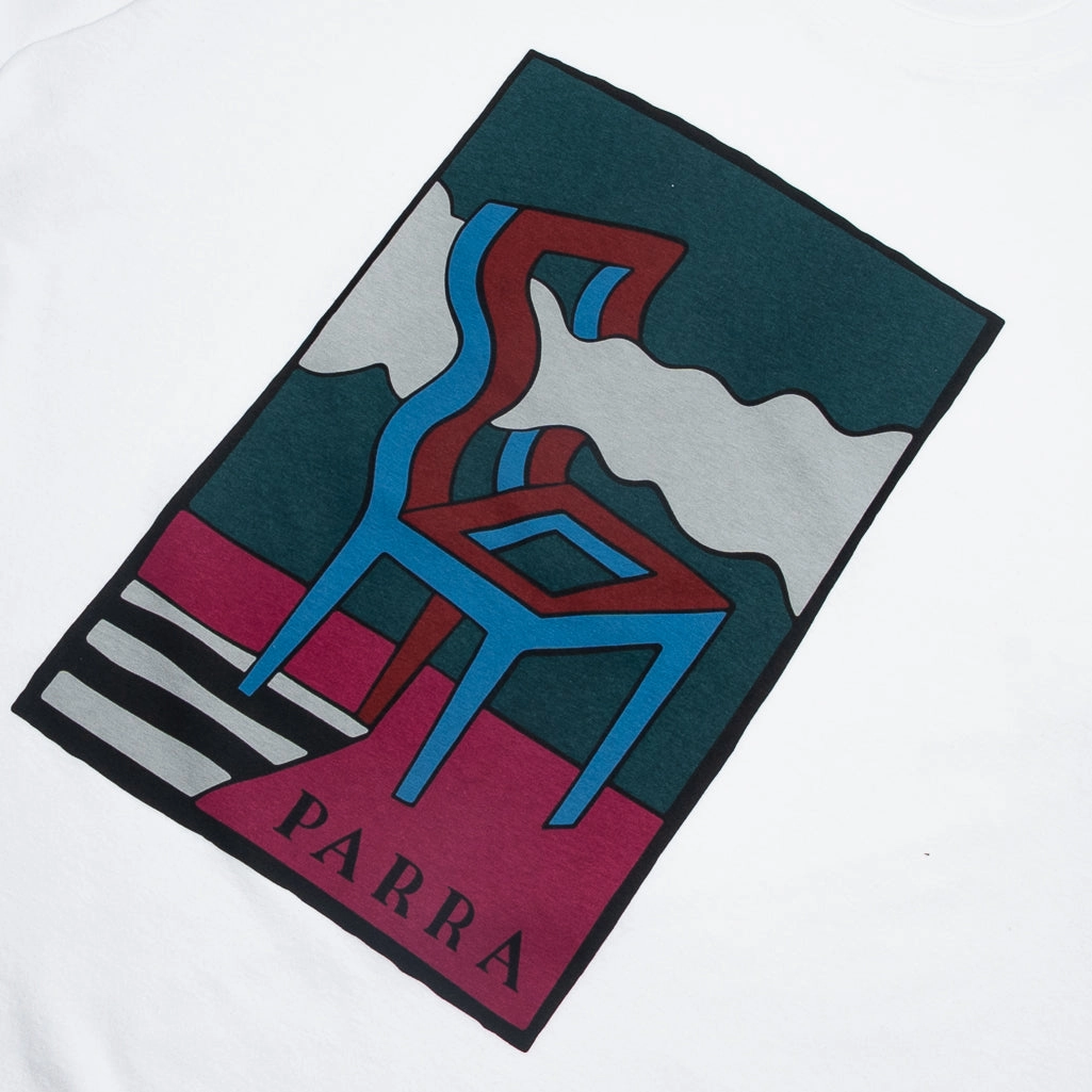 Morning Walk Parra Smoke Chair Tee - White
