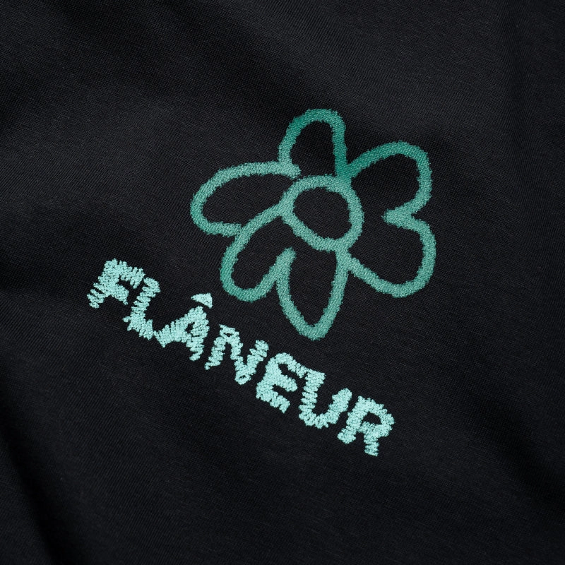 Eco Friendly Production Quick Slip Flaneur Flower Doodle Tee - Black