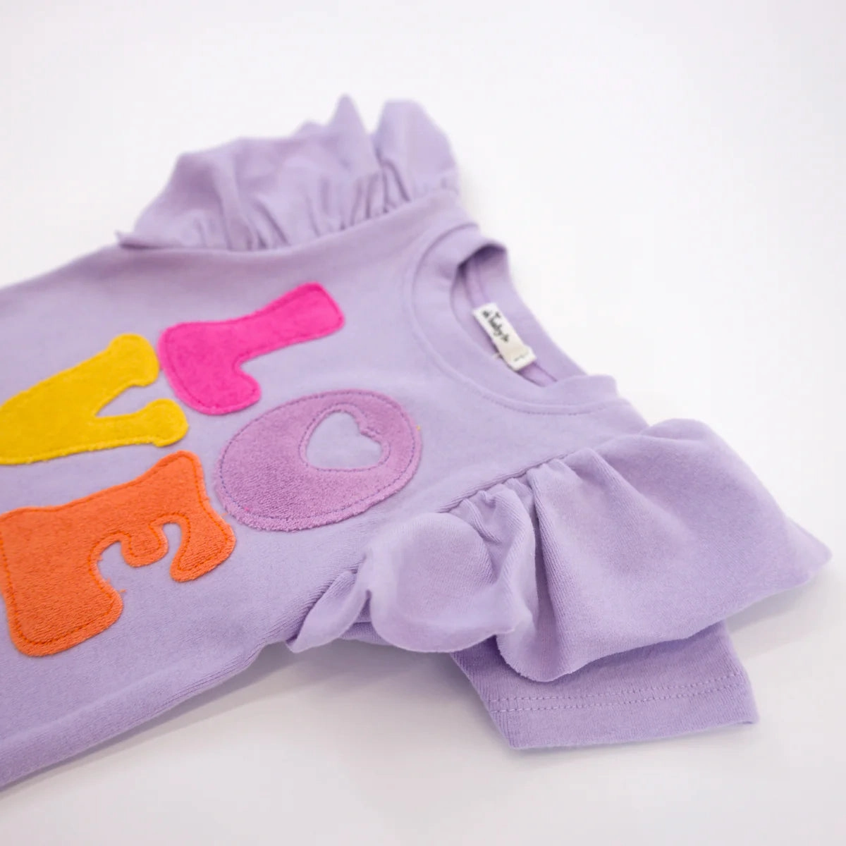 Butterfly Short Sleeve Cotton Tee - LOVE applique - Orchid Comfortable Tunic