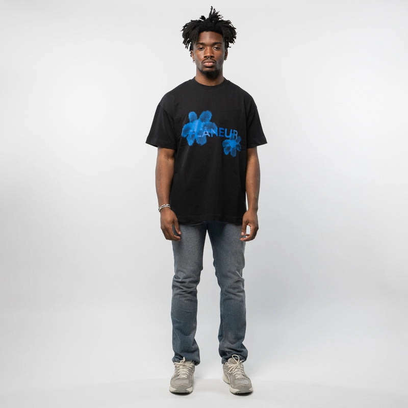 Casual Fashion Casual Comfort Layer Flaneur Floral Watercolor Tee - Black