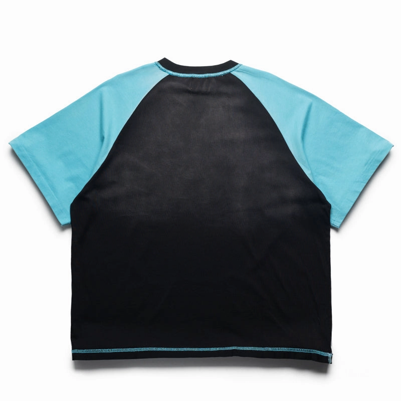Diet Starts Monday DSM Eagle Raglan Tee - Black/Blue Sun Beam