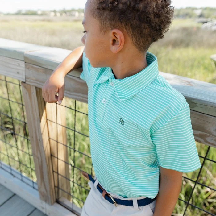 WrinkleFreeTexture Performance Henry Polo | Green & White Stripe